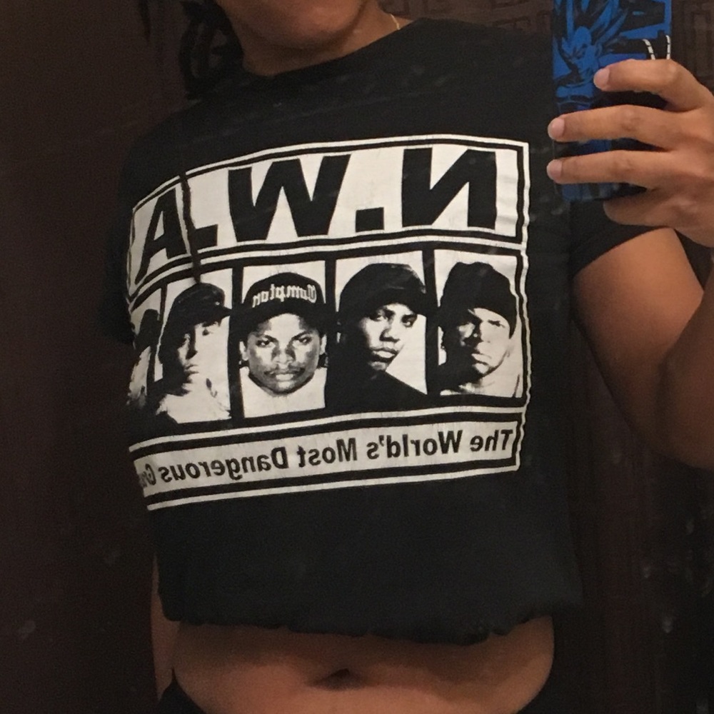 NWA shirt. Crop top and hemmed by me.